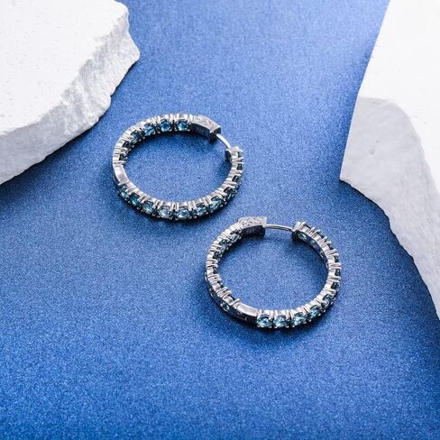 Nature Garnet Hoop Earrings, Citrine Gold Hoops, Sterling Silver Thick Hoop Tourmaline/Peridot/Opal Hoop Earrings for Women Wedding Everyday (Send Gift Box) in Kuwait