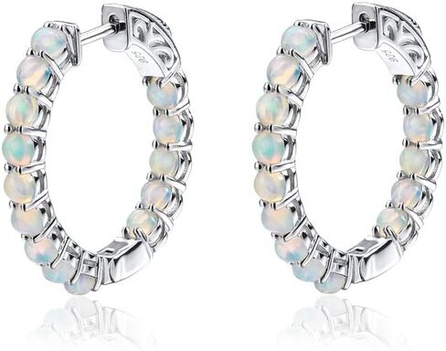 Nature Garnet Hoop Earrings, Citrine Gold Hoops, Sterling Silver Thick Hoop Tourmaline/Peridot/Opal Hoop Earrings for Women Wedding Everyday (Send Gift Box) in Saudi Arabia
