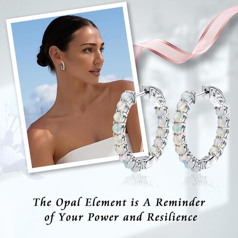 Nature Garnet Hoop Earrings, Citrine Gold Hoops, Sterling Silver Thick Hoop Tourmaline/Peridot/Opal Hoop Earrings for Women Wedding Everyday (Send Gift Box) in Saudi Arabia