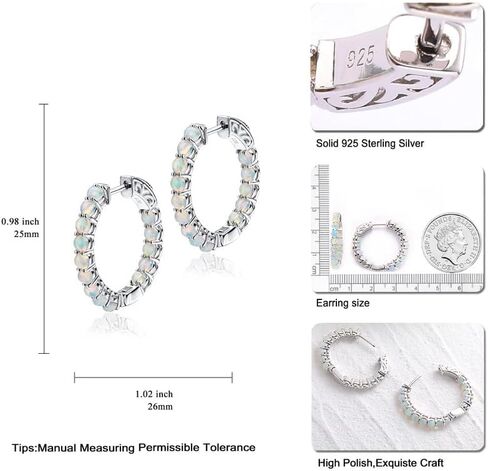 Nature Garnet Hoop Earrings, Citrine Gold Hoops, Sterling Silver Thick Hoop Tourmaline/Peridot/Opal Hoop Earrings for Women Wedding Everyday (Send Gift Box) in Saudi Arabia