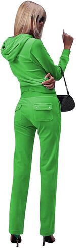 yidengymx Two Piece Velvet Hooded Outfits for Women, Womens 2 Piece Velour Tracksuit Zip Up Sweatsuit with Cargo Pockets in Kuwait