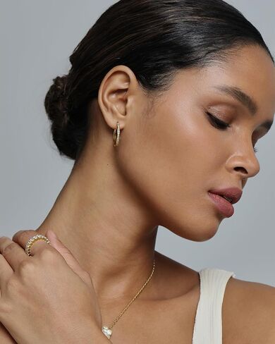Pavoi 14k الذهب مطلي بالزركونيا مكعب الأقراط للنساء - الفضة الاسترليني وظائف الأزياء العصرية أقراط ذهبية للنساء in Kuwait