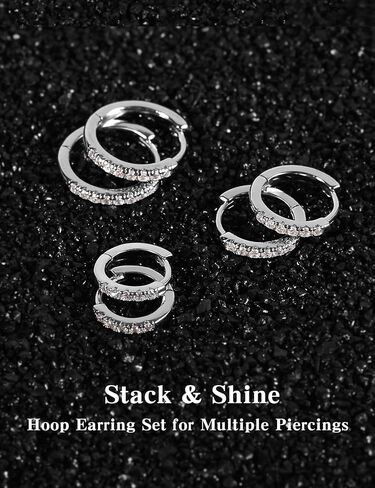3 Pairs Small Huggie Hoop Moissanite Earrings for Women Men, Hypoallergenic 925 Sterling Silver Cartilage Earrings, Gifts Jewelry Set in Saudi Arabia