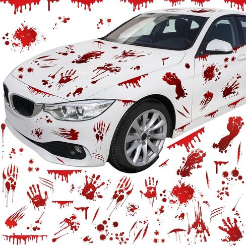 Frienda 11 Sheets Halloween Blood Car Decal Accessories Halloween Car Accessories Decords Doid Decore Decords for Meadlups Windows Headlips (نمط النخيل ، 11 ورقة) in Saudi Arabia