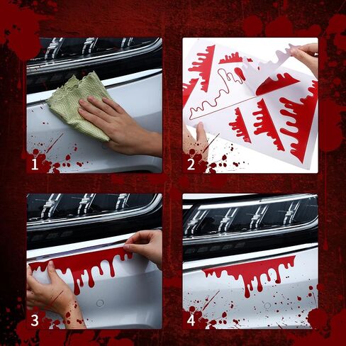 Frienda 11 Sheets Halloween Blood Car Decal Accessories Halloween Car Accessories Decords Doid Decore Decords for Meadlups Windows Headlips (نمط النخيل ، 11 ورقة) in Saudi Arabia