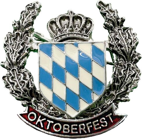 طبقة ديلوكس من الأسلحة دبابيس القبعة الألمانية مع لافتة مهرجان أكتوبر - دبوس مهرجان أكتوبر التقليدي لأزياء الرجال أو الطية أو القبعة - ألمانيا التذكارية بواسطة Oktoberfest Haus in Kuwait