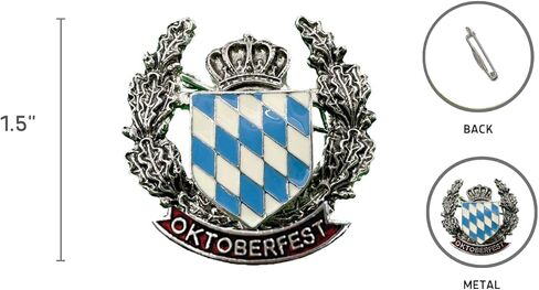 طبقة ديلوكس من الأسلحة دبابيس القبعة الألمانية مع لافتة مهرجان أكتوبر - دبوس مهرجان أكتوبر التقليدي لأزياء الرجال أو الطية أو القبعة - ألمانيا التذكارية بواسطة Oktoberfest Haus in Kuwait