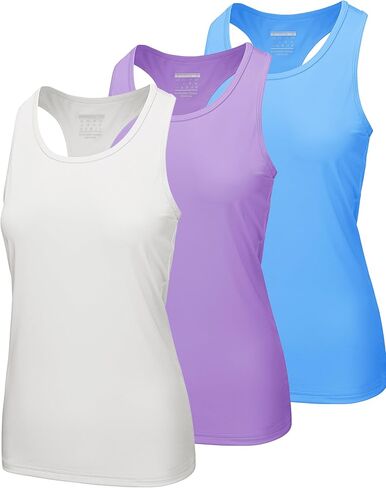 MAGCOMSEN Women's Athletic Racerback Tank Tops Quick Dry Racer Back Workout Tanks Moisture Wicking Upf50 Exercise 3 Pack in Saudi Arabia
