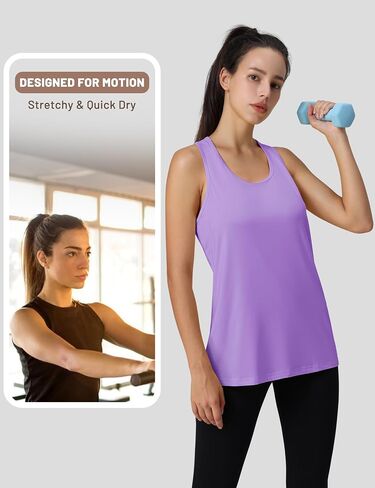 MAGCOMSEN Women's Athletic Racerback Tank Tops Quick Dry Racer Back Workout Tanks Moisture Wicking Upf50 Exercise 3 Pack in Saudi Arabia