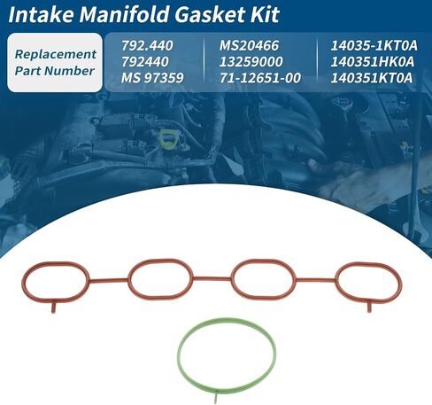 No.MS97359 Engine Intake Manifold Gasket Set Fit for Nissan Versa 2009-2020 for Nissan Micra 2015-2019 Replaces No.13259000/14035-1KT0A/140351HK0A/140351KT0A/71-12651-00/MS20466 in Saudi Arabia