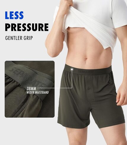 Separatec Silky Soft Modal Boxers for Men, 38mm Widen Waistband, Breathable Loose Men's Underwear for Sleep (3-Pack) in Saudi Arabia