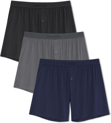 Separatec Silky Soft Modal Boxers for Men, 38mm Widen Waistband, Breathable Loose Men's Underwear for Sleep (3-Pack) in Saudi Arabia