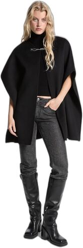 Michael Kors Women's Double-Faced Wool Cape, Black, One Size in Saudi Arabia
