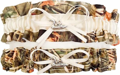 Camouflage Ivory Satin Wedding Bridal Garter Set - Duck Charm in Saudi Arabia