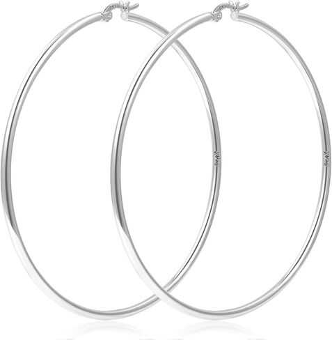 YOUNGYUE 925 Sterling Silver Hoop Earrings for Women Hypoallergenic Oversize 14K Gold Hoops Earrings for Women Thin Gold Plated Hoop earrings Lightweight Large Silver Hoop Earrings 30/40/50/60/70mm in Kuwait
