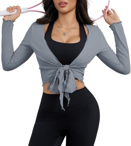 يوسفي تربط TIB Tops Long Sleeve Bolero تجاهل الباليه بيلاتيس بيلاتيس لليوغا صالة التمارين الرياضية in Saudi Arabia