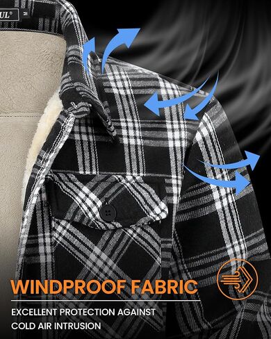 WULFUL Men's Flannel Shirts Jacket Casual Button Down Plaid Outerwear Coat Long Sleeve Fleece Shacket lightweight in Saudi Arabia