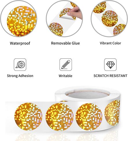 Round Stickers Gold 1 Inch Circle Labels Color Coding Glitter Shiny Dot Sticker Waterproof Removable Roll of 500 in Kuwait