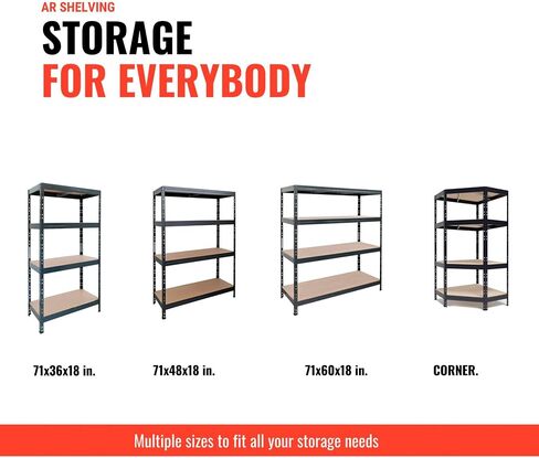 2400-Lb. Capacity, 71in.H x 60in.W x 18in.D Rivet Shelving Unit, Or Assemble as 2 Benches, Ea. 35 1/2in.H x 120in.L x 18in.D, Matte Dark Gray, Model# Garage 60/18 600 Lbs. in Saudi Arabia