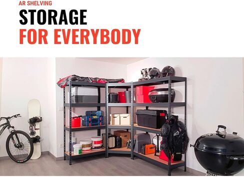 2400-Lb. Capacity, 71in.H x 60in.W x 18in.D Rivet Shelving Unit, Or Assemble as 2 Benches, Ea. 35 1/2in.H x 120in.L x 18in.D, Matte Dark Gray, Model# Garage 60/18 600 Lbs. in Saudi Arabia