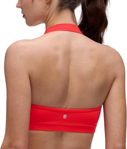 CRZ YOGA Womens Butterluxe Halter Sports Bras - Scoop Neck Padded Open Back Yoga Crop Gym Tops Low Impact in Saudi Arabia