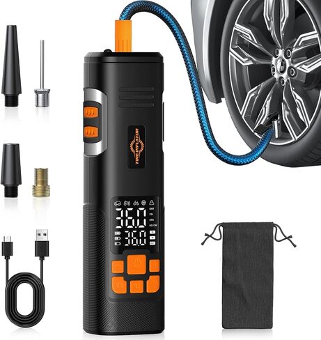 Tire Inflator Portable Air Compressor, 150PSI Air Pump for Car Tires, LED Light & Auto Shutoff, Cordless Electric Bike Tire Pump with Digital Pressure Gauge for Car, Motorcycle, Bicycle, Ball in Saudi Arabia