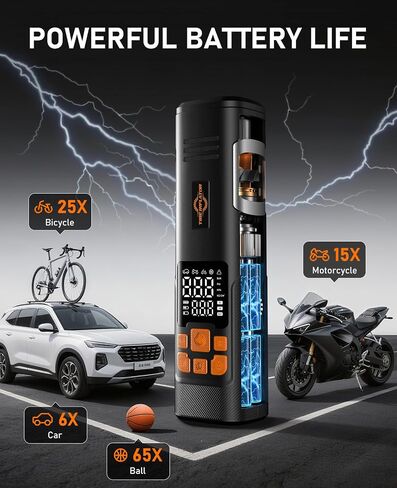 Tire Inflator Portable Air Compressor, 150PSI Air Pump for Car Tires, LED Light & Auto Shutoff, Cordless Electric Bike Tire Pump with Digital Pressure Gauge for Car, Motorcycle, Bicycle, Ball in Saudi Arabia