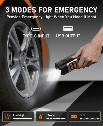 Tire Inflator Portable Air Compressor, 150PSI Air Pump for Car Tires, LED Light & Auto Shutoff, Cordless Electric Bike Tire Pump with Digital Pressure Gauge for Car, Motorcycle, Bicycle, Ball in Saudi Arabia