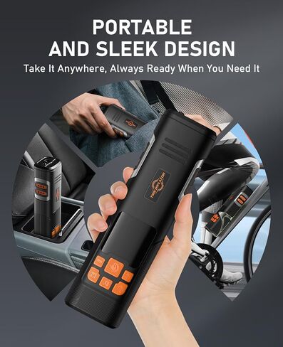 Tire Inflator Portable Air Compressor, 150PSI Air Pump for Car Tires, LED Light & Auto Shutoff, Cordless Electric Bike Tire Pump with Digital Pressure Gauge for Car, Motorcycle, Bicycle, Ball in Saudi Arabia