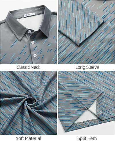 قمصان بولو طويلة الأكمام Zeetoo للرجال غولف بولو القمصان ذات الأداء الرياضي قمصان الجولف غير الرسمية in Kuwait