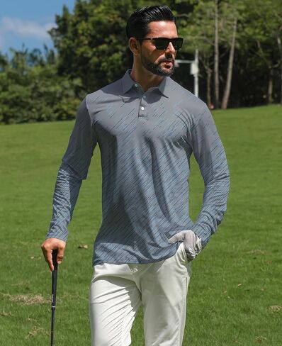 قمصان بولو طويلة الأكمام Zeetoo للرجال غولف بولو القمصان ذات الأداء الرياضي قمصان الجولف غير الرسمية in Kuwait