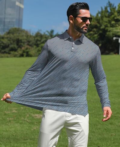 قمصان بولو طويلة الأكمام Zeetoo للرجال غولف بولو القمصان ذات الأداء الرياضي قمصان الجولف غير الرسمية in Kuwait