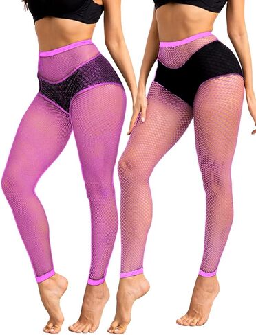 CharnmRose 2 أزواج المرأة بدون قدم شبكة صيد السمك الجوارب عالية الخصر شبكة صيد السمك للنساء جوارب شبكية in Kuwait