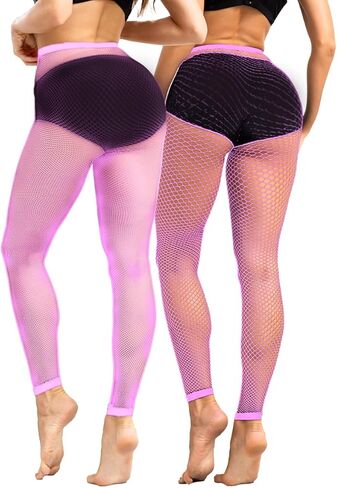 CharnmRose 2 أزواج المرأة بدون قدم شبكة صيد السمك الجوارب عالية الخصر شبكة صيد السمك للنساء جوارب شبكية in Kuwait