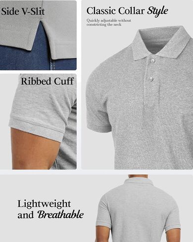 قمصان بولو القطن للرجال 2Pack ، S-3XL Polo Collared T-Shirt Shirt Served Lightweight Disual Disrts in Kuwait