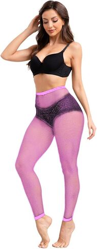 CharnmRose 2 أزواج المرأة بدون قدم شبكة صيد السمك الجوارب عالية الخصر شبكة صيد السمك للنساء جوارب شبكية in Kuwait