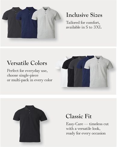 قمصان بولو القطن للرجال 2Pack ، S-3XL Polo Collared T-Shirt Shirt Served Lightweight Disual Disrts in Kuwait