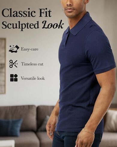 قمصان بولو القطن للرجال 2Pack ، S-3XL Polo Collared T-Shirt Shirt Served Lightweight Disual Disrts in Kuwait