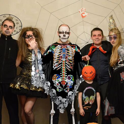 Halloween Skeleton Poncho, Lace Skeleton Halloween Costume Poncho Day of The Dead Colorful Poncho for Women, 59 inch×59 inch in Saudi Arabia