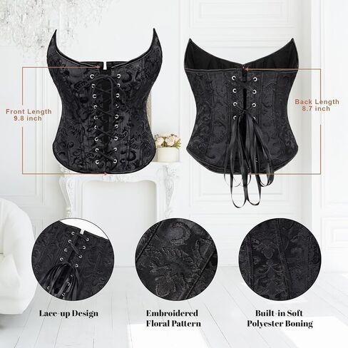 WHIPPY Corset Tops for Women Vintage Lace Up Overbust Bustier Floral Embroidery Strapless Corset Bustier Bodyshaper Crop Top in Saudi Arabia