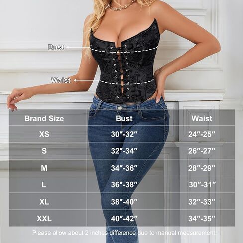 WHIPPY Corset Tops for Women Vintage Lace Up Overbust Bustier Floral Embroidery Strapless Corset Bustier Bodyshaper Crop Top in Saudi Arabia