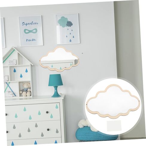 VALICLUD Nordic Style Wooden Children Safety Mirror 1 Piece Tabletop Design Shatterproof Decorative Craft for Boys and Girls for Bedroom or Playroom in Saudi Arabia