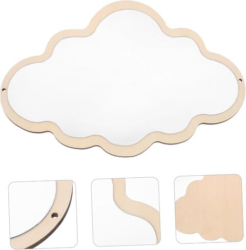 Nordic Safety Mirror Wooden Cloud Tabletop Decoration for Nursery Detachable Base Non Slip Design for Rooms and Play Areas in Saudi Arabia