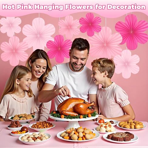 مراوح الورق الوردي الساخن معلقة الحلي - مجموعة من 9 ， زهور الزهور الورقية للجدار ، جميلة في زخارف الحفلات الوردي ، خلفية الأزهار للفصول الدراسية ， عيد ميلاد ، زفاف ، دش الطفل والمزيد in Kuwait