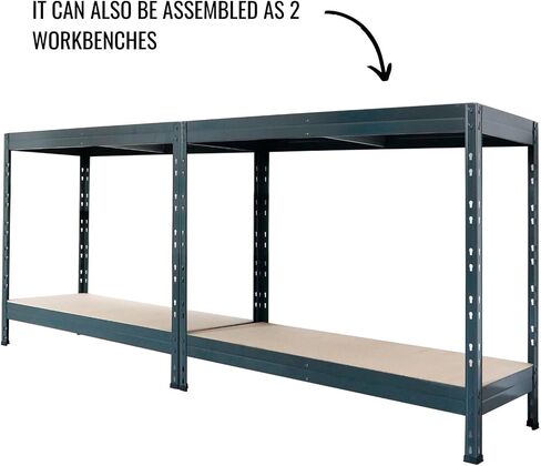 2400-Lb. Capacity, 71in.H x 60in.W x 18in.D Rivet Shelving Unit, Or Assemble as 2 Benches, Ea. 35 1/2in.H x 120in.L x 18in.D, Matte Dark Gray, Model# Garage 60/18 600 Lbs. in Saudi Arabia