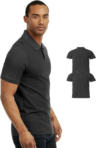 قمصان بولو القطن للرجال 2Pack ، S-3XL Polo Collared T-Shirt Shirt Served Lightweight Disual Disrts in Kuwait