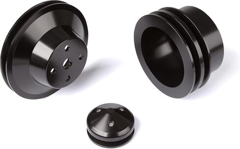 Chevy Big Block Pulley Kit V-Belt, Long Water Pump - Black Bright Dip Anodize in Saudi Arabia
