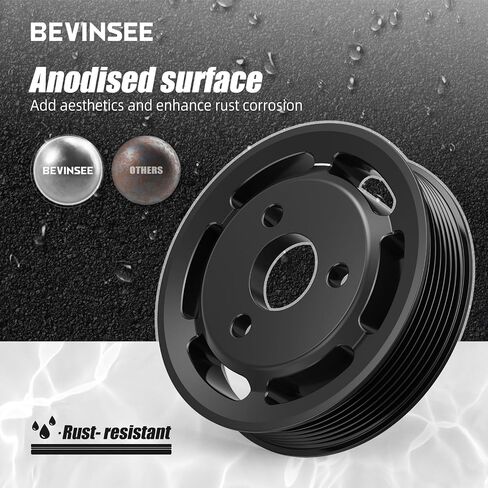 Bevinsee Power Steering Pump Pulley Belt Protection Heavy Duty Compatible with E90 E91 E92 E93 E82 E88 135i 335i 335xi N54 3.0L, Replacement for 32427553955, Aluminium, Anodised in Saudi Arabia