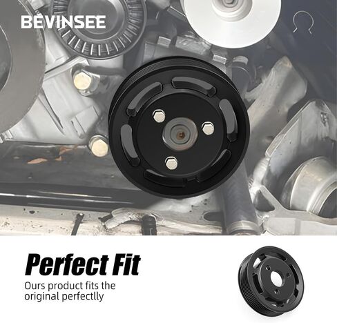 Bevinsee Power Steering Pump Pulley Belt Protection Heavy Duty Compatible with E90 E91 E92 E93 E82 E88 135i 335i 335xi N54 3.0L, Replacement for 32427553955, Aluminium, Anodised in Saudi Arabia