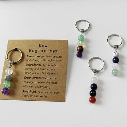 Natural Crystal KeyChain Gifts for Women，Small Healing Stones Keychain for Anxiety Relief. Keychain Gift in Saudi Arabia